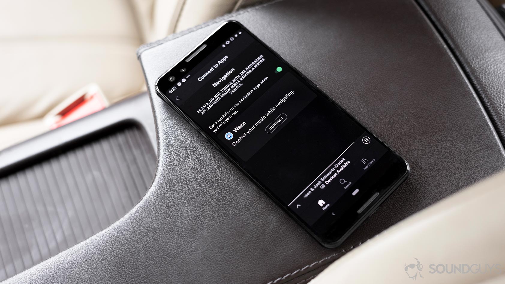 Spotify-6_app navigation car auto Google Pixel 3 Spotify detects when it's connected to an automobile and offers option to connect to navigation apps.