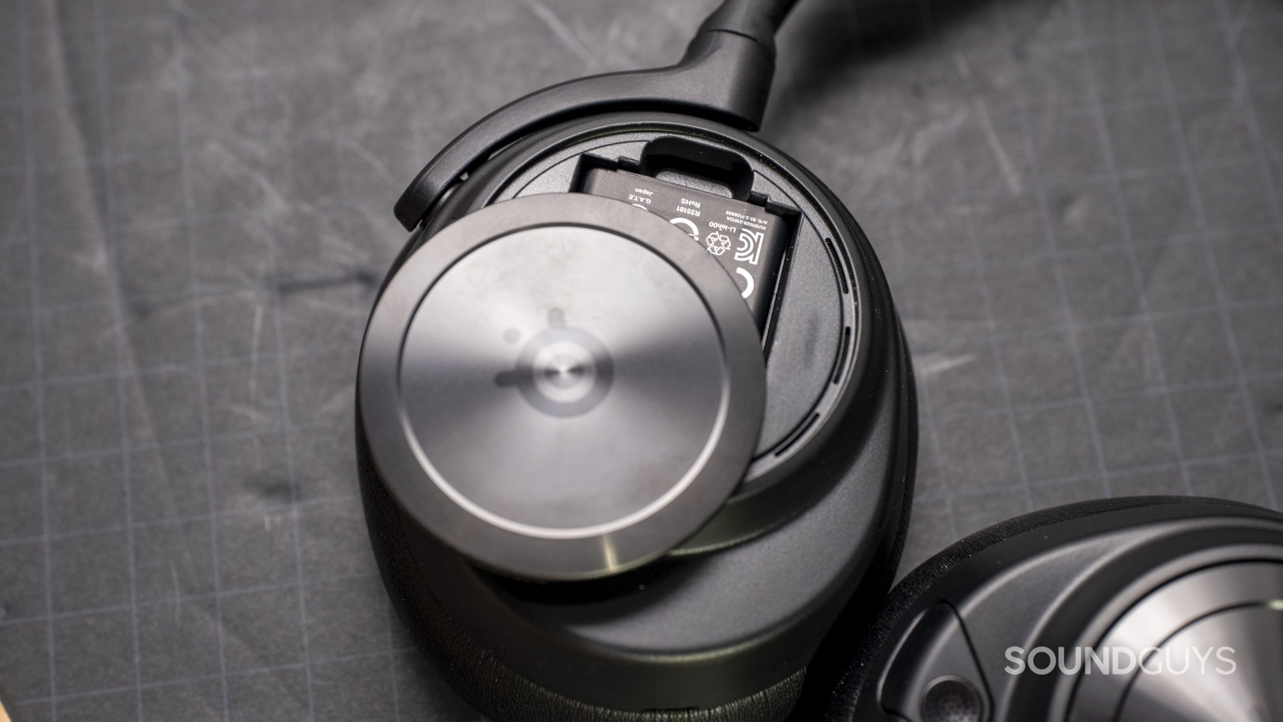 SteelSeries Arctis Nova Pro Wireless ear cup closeup A closeup of the side of the SteelSeries Arctis Nova Pro Wireless.